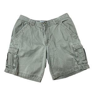 Columbia Sz 38 Sportswear Cargo Shorts 9" Tan Cotton Pockets Distressed Fishing